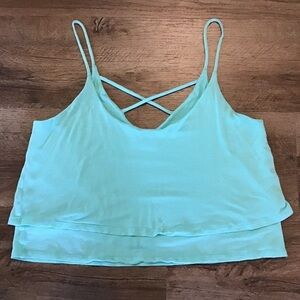 La Hearts Tank Top Size M Cropped Layered Festival Summer Soft Knit Ligh…